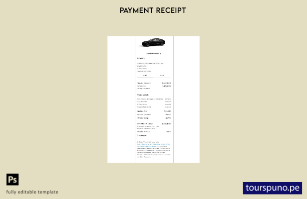 Plantilla de recibo de pago de Tesla lista para imprimir